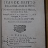 La vie du venerable pere Jean de Brito de la Compagnie de Jesus, mis à mort aux Indes dans le Maduré, en haine de la foi