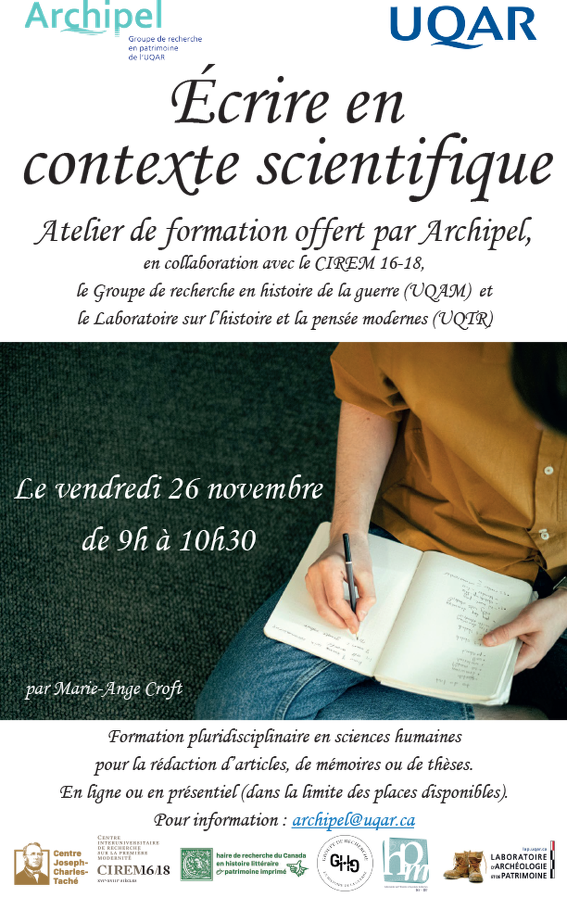 Atelier de formation - Écriture en contexte scientifique
