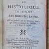 Mémoire dogmatique et historique touchant les juges de la foi, où on prouve que les évêques, seuls et indépendamment des prêtres, sont juges de la foi