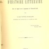 Questions d’histoire littéraire mises en rapport avec le programme de l’Université-Laval