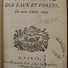 Commentaire sur l'Ordonnance des eaux et forêts, du mois d'août 1669