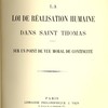 La loi de réalisation humaine dans saint Thomas : sur un point de vue moral de continuité