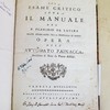 Esame critico sopra il Manuale del P. Flaminio da Latera, Frate Osservante della Provincia di Roma...