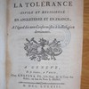Dissertation sur la tolérance civile et religieuse en Angleterre et en France à l'égard des non-conformistes à la religion dominante